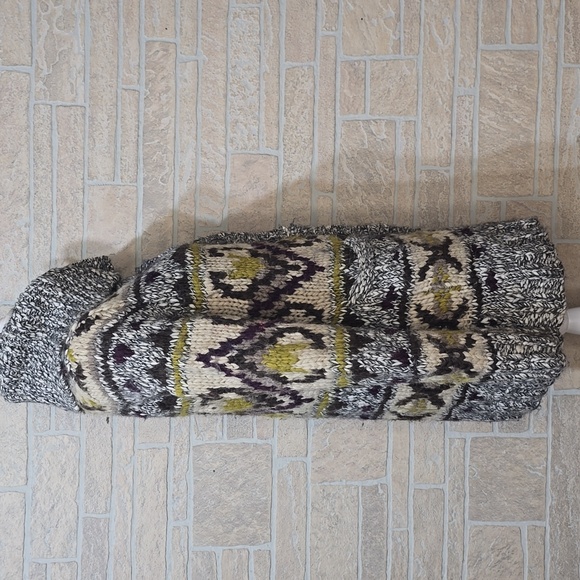 Eddie Bauer Hand Knit Wool Alpaca Cardigan Sweater Jacket Size L Chunky Cozy - Picture 2 of 11